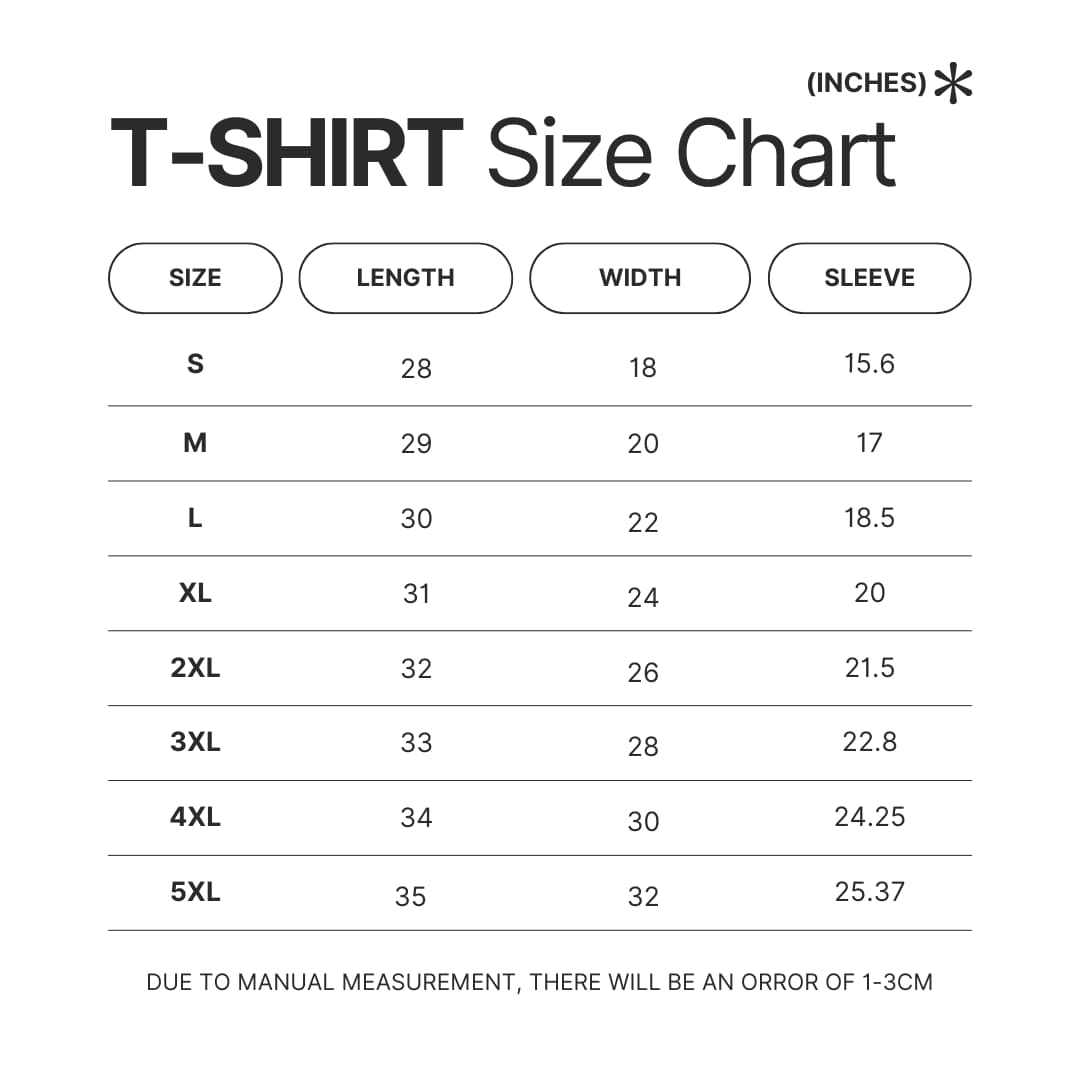 T shirt Size Chart - TMNT Shop