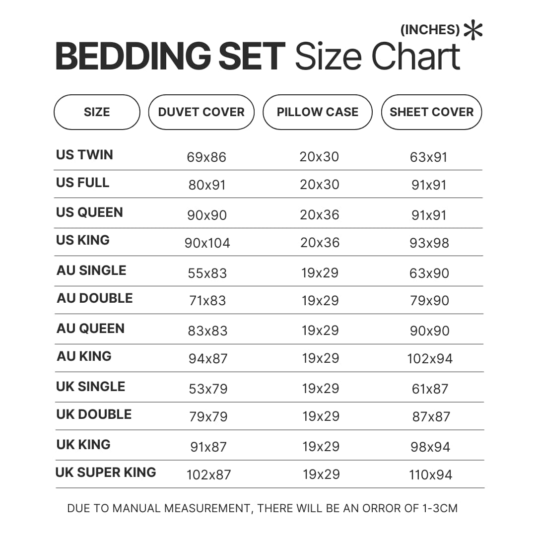 Bedding Set Size Chart 1 - TMNT Shop