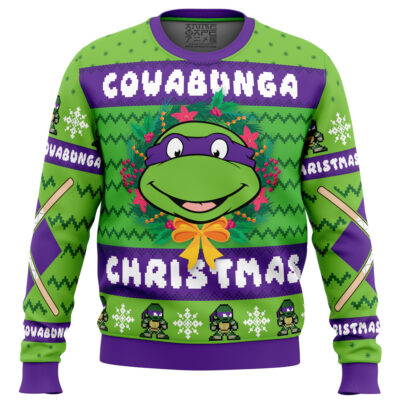 Cowabunga Donatello Christmas TMNT PC men sweatshirt FRONT mockup - TMNT Shop