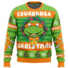 Cowabunga Michaelangelo Christmas TMNT PC men sweatshirt FRONT mockup - TMNT Shop