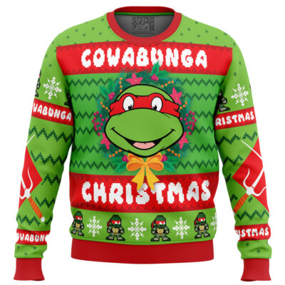 Cowabunga Raphael Christmas PC men sweatshirt FRONT mockup - TMNT Shop